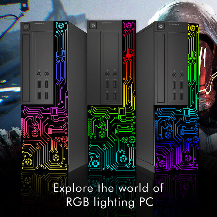 Dell OptiPlex Desktop Customized RGB Lights Computer with 22/24 Inch Monitor, Intel i5 Quad-Core Processor, 8GB -16GB RAM, 256 -2TB SSD, Wi-Fi, Windows 10 - Refurbished