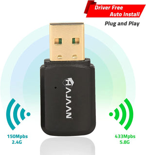 HAJAAN AC600Mbps USB WiFi Adapter support Windows 10, Windows 8, Mac OS, WiFi adapter suitable for Desktop PC, Laptops, 1 year warranty
