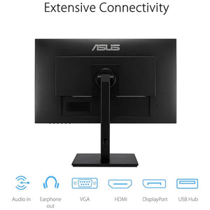 ASUS 24" Inch IPS Full HD(1920 x 1080) monitor 75Hz Refresh Rate Adaptive-Sync, Flicker Free, Speakers, VESA, HDMI, DisplayPort, VGA, Height Adjustable (VA24DQSB)
