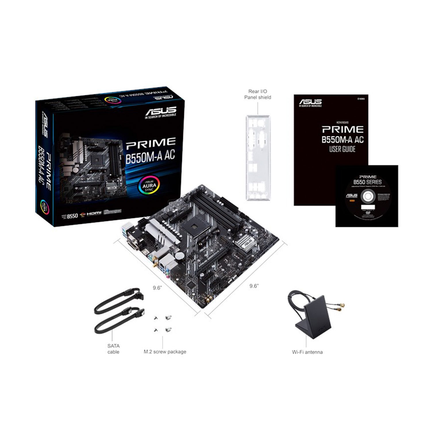ASUS PRIME B550M-A AC Micro ATX Motherboard, AMD B550 Chipset, AM4 Socket - AMD Ryzen, upto 128GB DDR4, PCIe 4.0, dual M.2 Slot, WiFi, HDMI 2.1b/DVI/D-Sub, BIOS Flashback and Aura Sync RGB Lights Support Windows 10 - 64-Bit