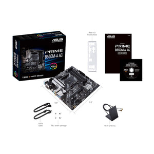 ASUS PRIME B550M-A AC Micro ATX Motherboard, AMD B550 Chipset, AM4 Socket - AMD Ryzen, upto 128GB DDR4,  PCIe 4.0, dual M.2 Slot, WiFi, HDMI 2.1b/DVI/D-Sub, BIOS Flashback and Aura Sync RGB Lights Support Windows 10 - 64-Bit