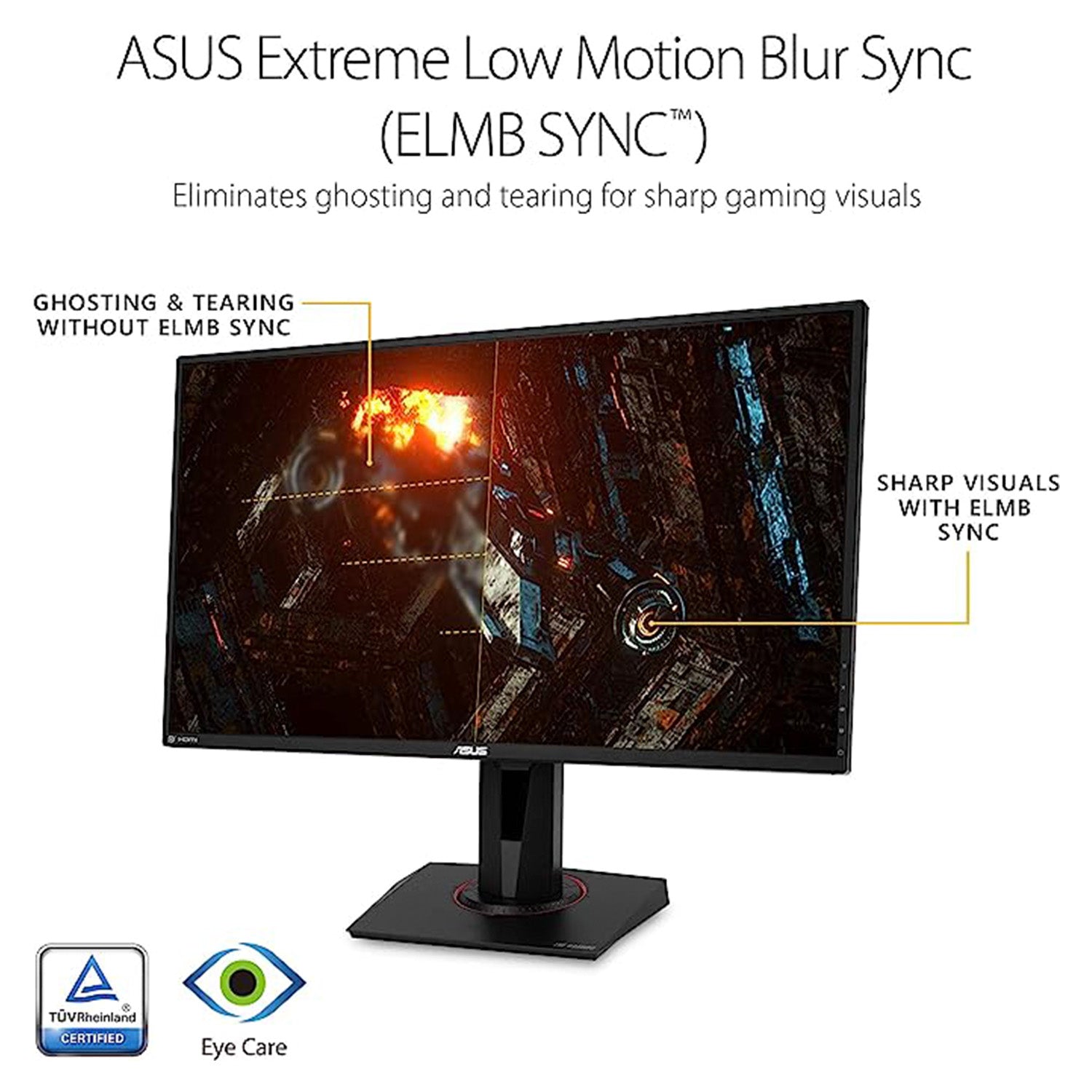 ASUS TUF 27"Inch HDR10 Gaming Monitor - WQHD (2560 x 1440), IPS, 165Hz, 1ms, Extreme Low Motion Blur, Speaker, G-SYNC Compatible, VESA Mountable, DisplayPort, HDMI VG27AQ