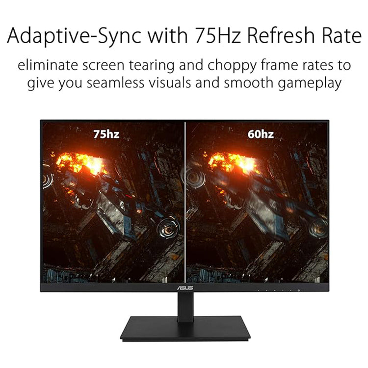 ASUS 24" Inch IPS Full HD(1920 x 1080) monitor 75Hz Refresh Rate Adaptive-Sync, Flicker Free, Speakers, VESA, HDMI, DisplayPort, VGA, Height Adjustable (VA24DQSB)