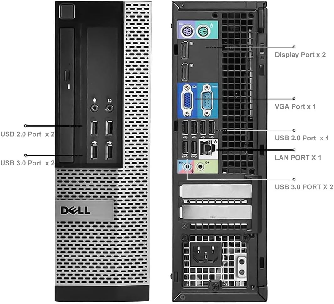 Dell OptiPlex 9020 Desktop Computer Small Form Factor PC - Intel Core i7-4790, 3.60 GHz, 16GB - 32GB RAM, 512GB - 2TB SSD, AC7260 Built-in WiFi Ready, HDMI, Windows 10 Pro, Wireless Keyboard Mouse