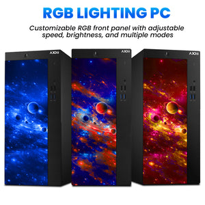 AXOII COSMOS RGB Gaming Desktop Computer PC, Intel Core I5/I7 Processor, Graphics Card - RX 550 / GTX 1050 / GTX 1650 / RTX 3050, 32GB DDR4 RAM, 1TB NVMe SSD, Wi-Fi, Bluetooth - Windows11 Pro