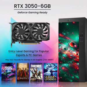 AXOII COSMOS RGB Gaming Desktop Computer PC, Intel Core I5/I7 Processor, Graphics Card - RX 550 / GTX 1050 / GTX 1650 / RTX 3050, 32GB DDR4 RAM, 1TB NVMe SSD, Wi-Fi, Bluetooth - Windows11 Pro