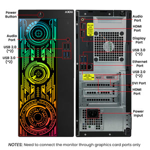 AXOII ELECTRA RGB Gaming Desktop Computer PC, Intel Core - I5/I7 Processor, Graphics Card - RX 550 / GTX 1050 / GTX 1650 / RTX 3050, 32GB DDR4 RAM, 1TB NVMe SSD, Wi-Fi, Bluetooth - Windows 11 Pro