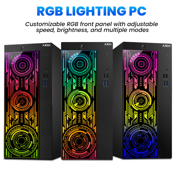 AXOII ELECTRA RGB Gaming Desktop Computer PC, Intel Core I7 Processor, Graphics Card - RX 550 / GTX 1050 / GTX 1650 / RTX 3050, 32GB DDR4 RAM, 1TB SSD / NVMe SSD, Wi-Fi, Bluetooth - Windows 10 Pro