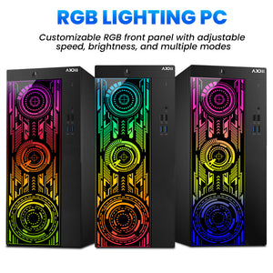 AXOII ELECTRA RGB Gaming Desktop Computer PC, Intel Core - I5/I7 Processor, Graphics Card - RX 550 / GTX 1050 / GTX 1650 / RTX 3050, 32GB DDR4 RAM, 1TB NVMe SSD, Wi-Fi, Bluetooth - Windows 11 Pro