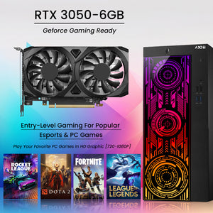 AXOII ELECTRA RGB Gaming Desktop Computer PC, Intel Core - I5/I7 Processor, Graphics Card - RX 550 / GTX 1050 / GTX 1650 / RTX 3050, 32GB DDR4 RAM, 1TB NVMe SSD, Wi-Fi, Bluetooth - Windows 11 Pro