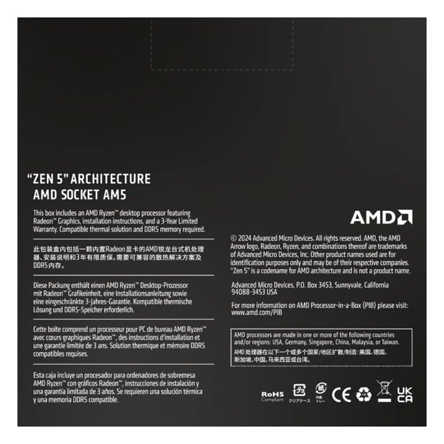 AMD Ryzen 5 9600X - 6 Cores, 12 Thread Desktop Pure Gaming performance Processor With Ryzen 9000 Series, Up to 5.4 GHz Max Boost Clock - (100-100001405WOF)