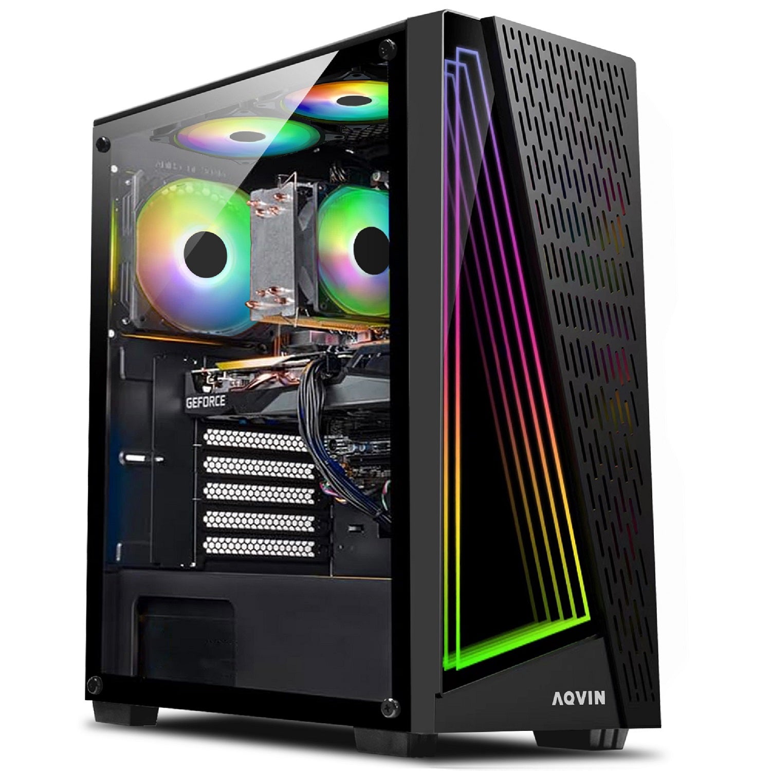 AQVIN Gaming PC Desktop Computer Tower, Intel Core i7 up to 4.00 GHz, 32GB DDR4 RAM, 1TB - 2TB SSD, RX 580, GTX 1660s, RTX 3050, RTX 3060, Windows 10 Pro, WIFI - RGB Keyboard and Mouse