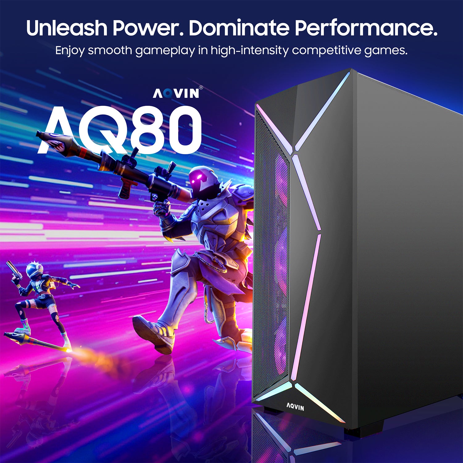 AQVIN AQ80 Gaming Desktop Computer PC Tower - Intel Core i7 - 8700 Processor Up to 4.60 GHz, GeForce GTX 1650/1660 | RTX 3050/5060 Graphics Card, 32GB DDR4 RAM, 1TB SSD - 2TB SSD, Windows 11 Pro, Gaming Keyboard and Mouse