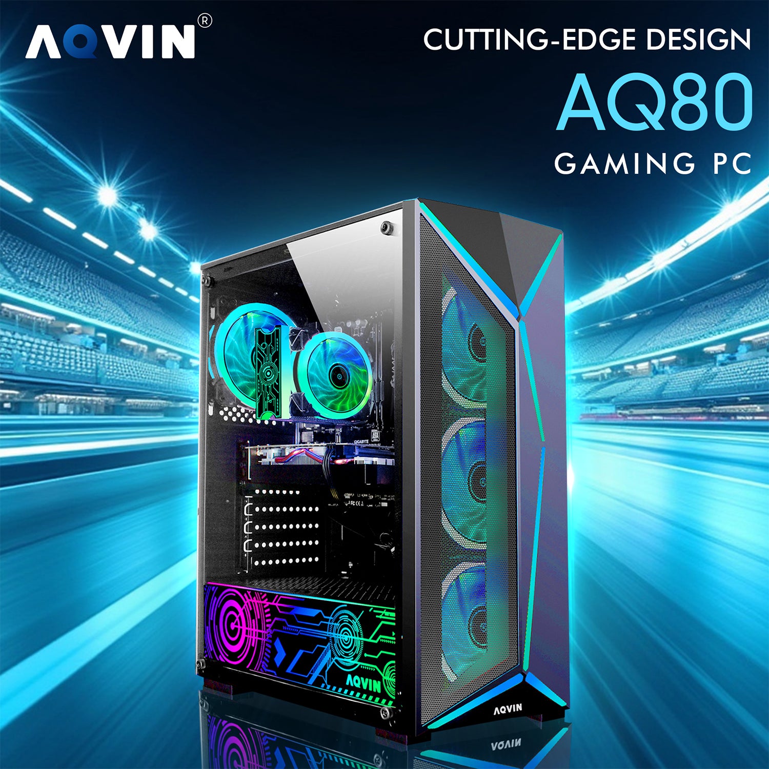 AQVIN AQ80 Gaming Desktop Computer PC Tower - Intel Core i7 - 8700 Processor Up to 4.60 GHz, GeForce GTX 1650/1660 | RTX 3050/5060 Graphics Card, 32GB DDR4 RAM, 1TB SSD - 2TB SSD, Windows 11 Pro, Gaming Keyboard and Mouse