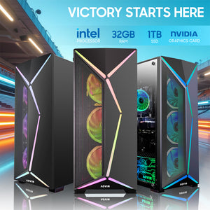 AQVIN AQ80 Gaming Desktop Computer PC Tower - Intel Core i7 - 8700 Processor Up to 4.60 GHz, GeForce GTX 1650/1660 | RTX 3050/5060 Graphics Card, 32GB DDR4 RAM, 1TB SSD - 2TB SSD, Windows 11 Pro, Gaming Keyboard and Mouse
