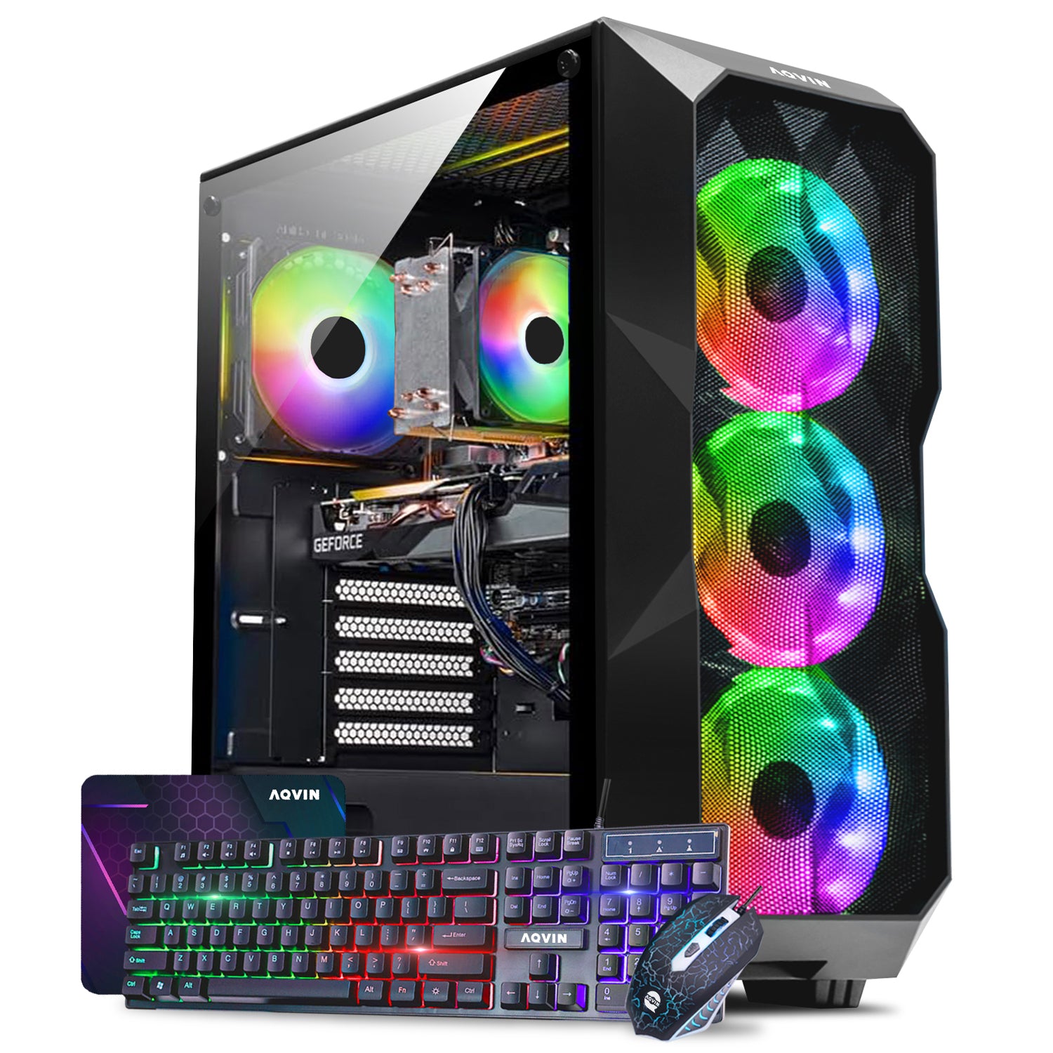AQVIN AQW70/ AQB70 Gaming PC Tower - 27 inch Curved Gaming Monitor (Intel Core i7 Processor/ 32GB DDR4 RAM/ 1TB - 2TB SSD/ GeForce RTX 3050, 3060, 5060 GPU/ Windows 11 Pro) WiFi Ready