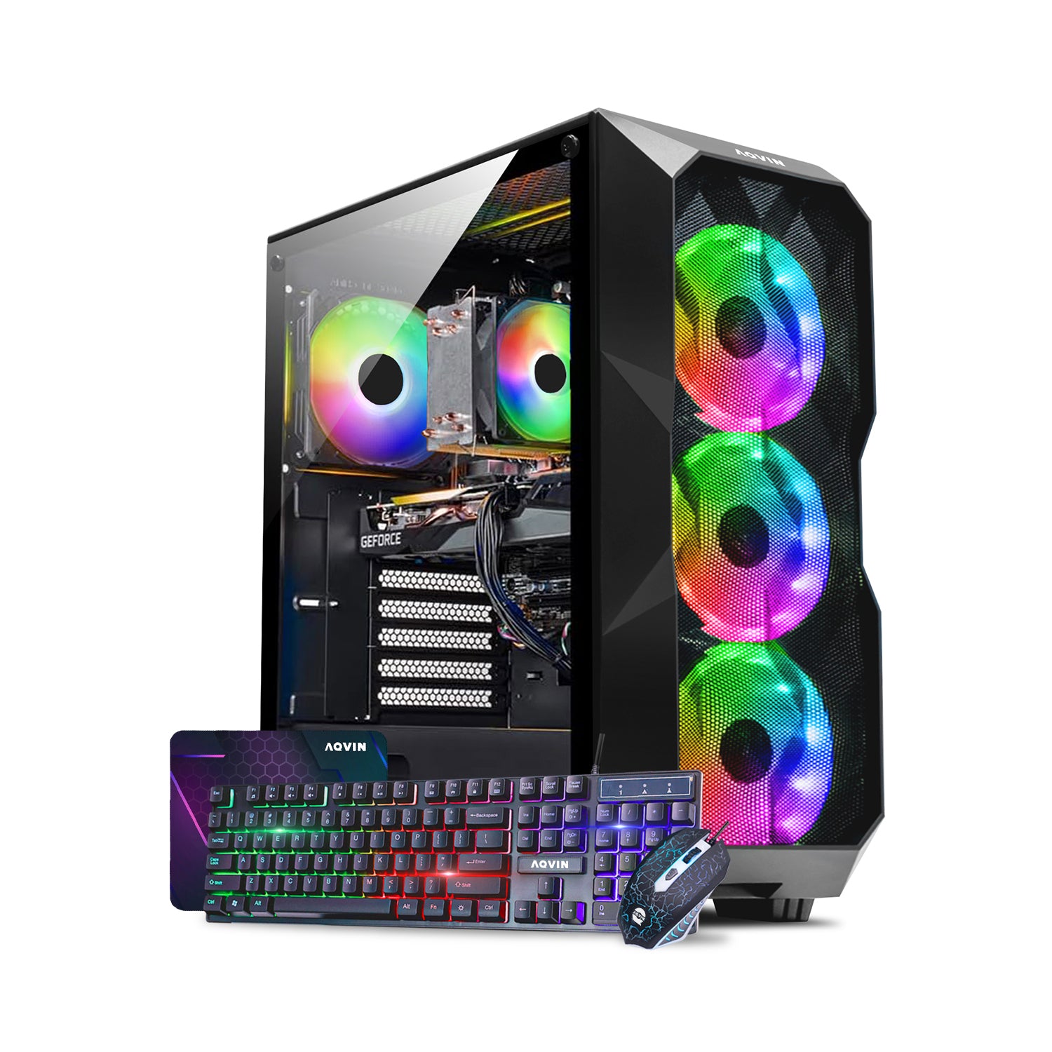 AQVIN AQB70 Gaming Desktop Computer PC Tower - Black (Intel Core i7 Processor up to 4.60 GHz/ 32GB DDR4 RAM/ 1TB - 2TB SSD/ GeForce RTX 3050, 3060, 5060 Graphics Card/ Windows 11 Pro) WiFi Ready