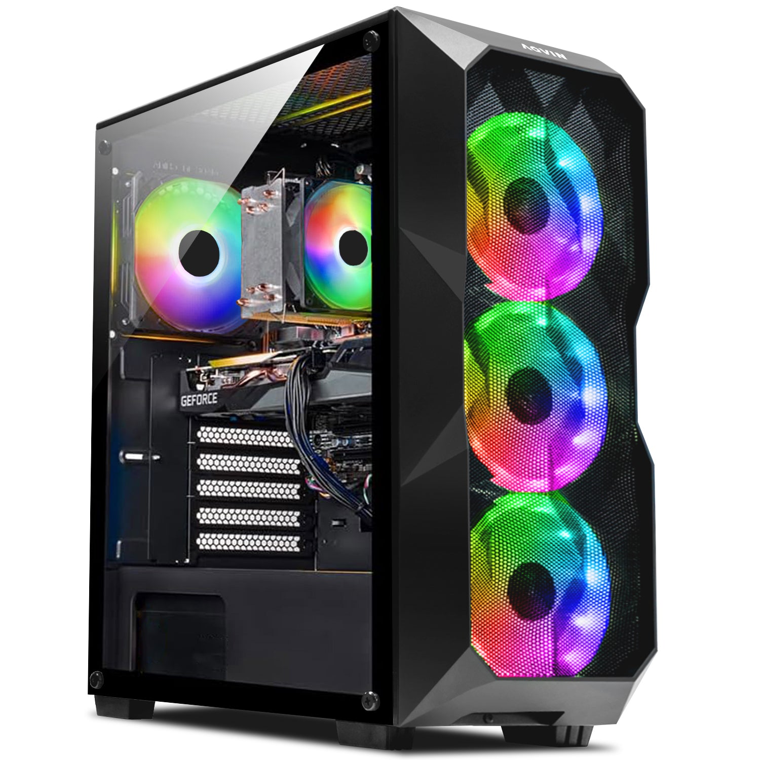 AQVIN Gaming PC Desktop Computer Tower, Intel Core i7 up to 4.00 GHz, 32GB DDR4 RAM, 1TB - 2TB SSD, RX 580, GTX 1660s, RTX 3050, RTX 3060, Windows 10 Pro, WIFI - RGB Keyboard and Mouse