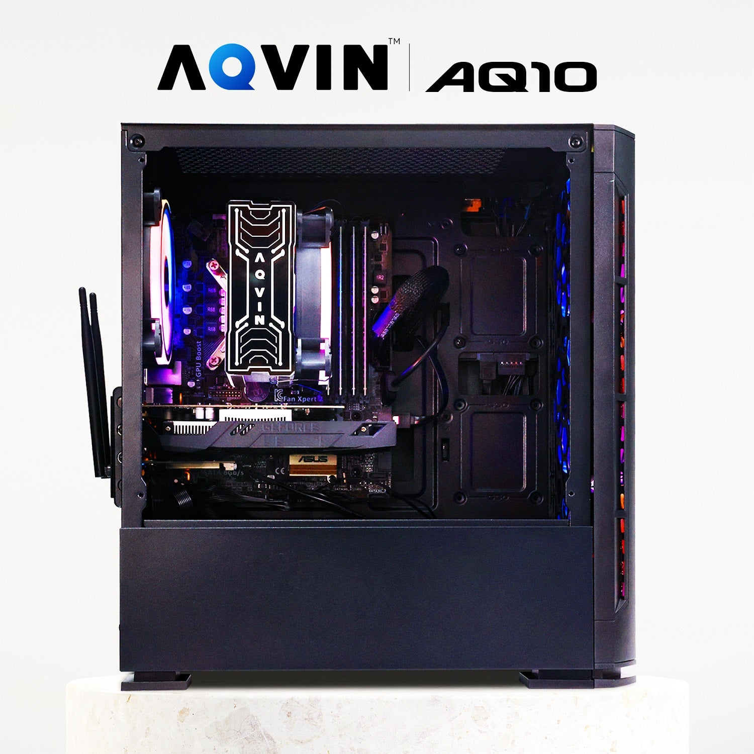 AQVIN AQ10 Gaming Desktop Computer Combo Tower | RGB Fan Lights | Core i7 CPU up to 4.00 GHz | 32GB DDR4 RAM | 1TB - 2TB SSD | RX 580, GTX 1050Ti, 1630, 1650, 1660s | Windows 10 Pro | Gaming Keyboard and Mouse