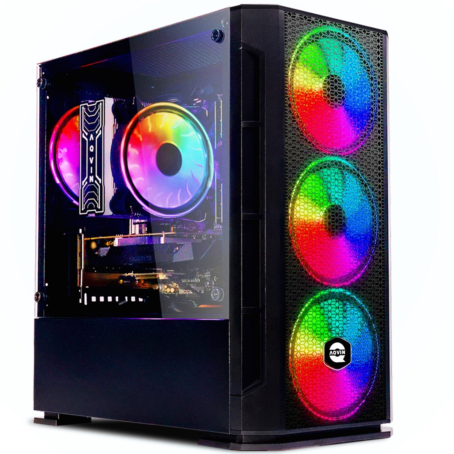 AQVIN Gaming PC Tower Desktop Computer Combo, Intel Core i7 up to 4.60 GHz, 32GB DDR4 RAM, 1TB - 2TB SSD, RX 580, GTX 1660s, RTX 3050, RTX 3060, Windows 11 Pro, WIFI - 27 inch Curved Gaming Monitor