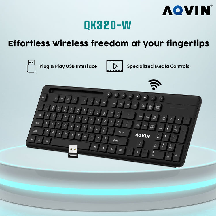 AQVIN Wireless Keyboard and Mouse Combo For Windows - Slim & Sleek Design, 2.4GHz Wireless Transmission With Plug & Play USB Interface, Compatiable With PC / Laptop