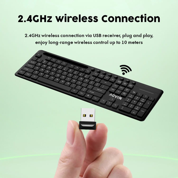AQVIN Wireless Keyboard and Mouse Combo For Windows - Slim & Sleek Design, 2.4GHz Wireless Transmission With Plug & Play USB Interface, Compatiable With PC / Laptop