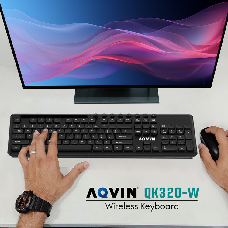 AQVIN Wireless Keyboard and Mouse Combo For Windows - Slim & Sleek Design, 2.4GHz Wireless Transmission With Plug & Play USB Interface, Compatiable With PC / Laptop