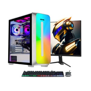 AQVIN Gaming PC Tower Desktop Computer Combo, Intel Core i7 up to 4.00 GHz, 32GB DDR4 RAM, 1TB - 2TB SSD, RX 580, GTX 1660s, RTX 3050, RTX 3060, Windows 10 Pro, WIFI - 27 inch Curved Gaming Monitor