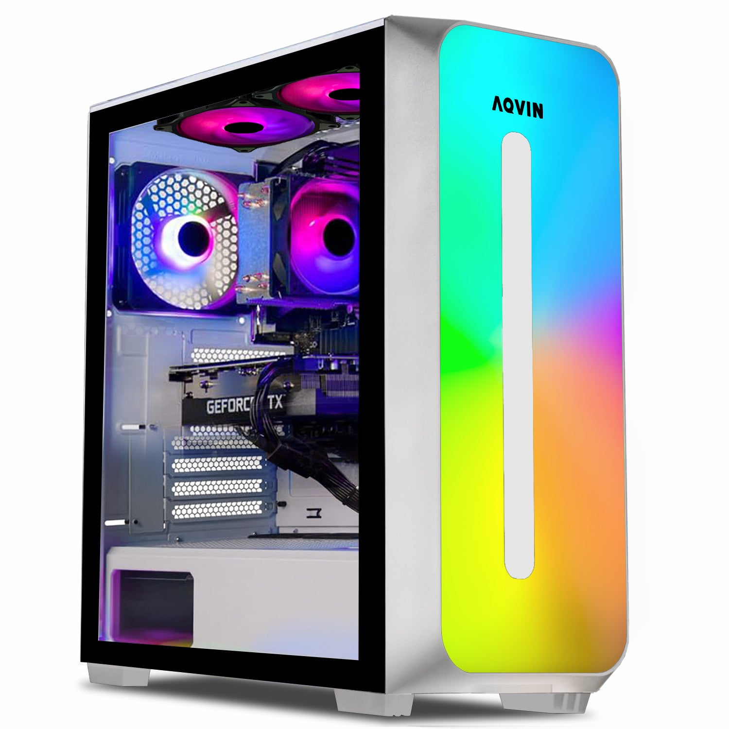 AQVIN Gaming PC Desktop Computer Tower, Intel Core i7 up to 4.00 GHz, 32GB DDR4 RAM, 1TB - 2TB SSD, RX 580, GTX 1660s, RTX 3050, RTX 3060, Windows 10 Pro, WIFI - RGB Keyboard and Mouse