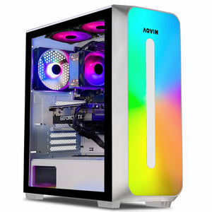 AQVIN Gaming PC Tower Desktop Computer Combo, Intel Core i7 up to 4.00 GHz, 32GB DDR4 RAM, 1TB - 2TB SSD, RX 580, GTX 1660s, RTX 3050, RTX 3060, Windows 10 Pro, WIFI - 27 inch Curved Gaming Monitor