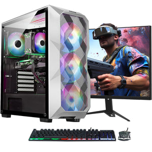 AQVIN Gaming PC Tower Desktop Computer Combo, Intel Core i7 up to 4.60 GHz, 32GB DDR4 RAM, 1TB - 2TB SSD, RX 580, GTX 1660s, RTX 3050, RTX 3060, Windows 11 Pro, WIFI - 27 inch Curved Gaming Monitor