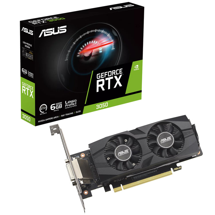 ASUS GeForce RTX 3050 LP BRK OC Edition Graphics Card | Dual Ball Bearings and Stainless Stell Bracket | 6GB GDDR6 | HDMI, DVI-D, Display Port - (RTX3050-O6G-LP-BRK)