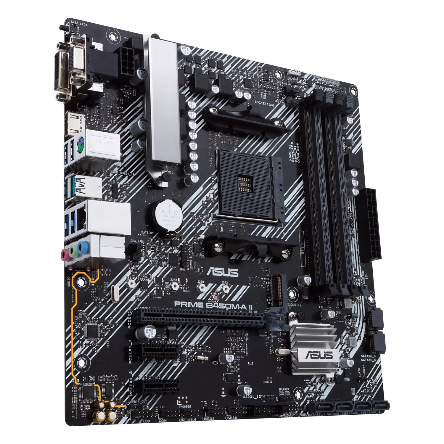 ASUS PRIME B450M-A II Micro ATX Motherboard, AMD B450 Chipset, AM4 Socket - AMD Ryzen, upto 128GB DDR4, PCIe 3.0, M.2 Slot, HDMI 2.0b/DVI/D-Sub, BIOS Flashback and Aura Sync RGB Lights