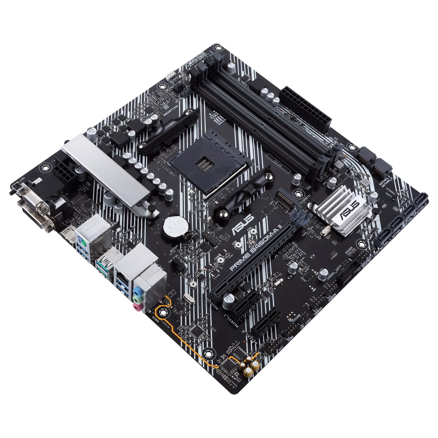 ASUS PRIME B450M-A II Micro ATX Motherboard, AMD B450 Chipset, AM4 Socket - AMD Ryzen, upto 128GB DDR4, PCIe 3.0, M.2 Slot, HDMI 2.0b/DVI/D-Sub, BIOS Flashback and Aura Sync RGB Lights