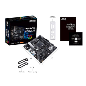 ASUS PRIME B450M-A II Micro ATX Motherboard, AMD B450 Chipset, AM4 Socket - AMD Ryzen, upto 128GB DDR4, PCIe 3.0, M.2 Slot, HDMI 2.0b/DVI/D-Sub, BIOS Flashback and Aura Sync RGB Lights