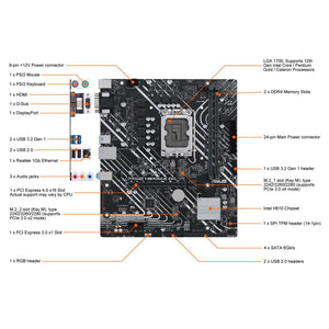 ASUS PRIME H610M-E D4 | Intel H610 Chipset ( LGA 1700) | DDR4 Support | PCIe 4.0 | USB 3.2 Gen 1 | Dual M.2 Slots | HDMI/DVI/D-Sub Outputs - Micro ATX Motherboard