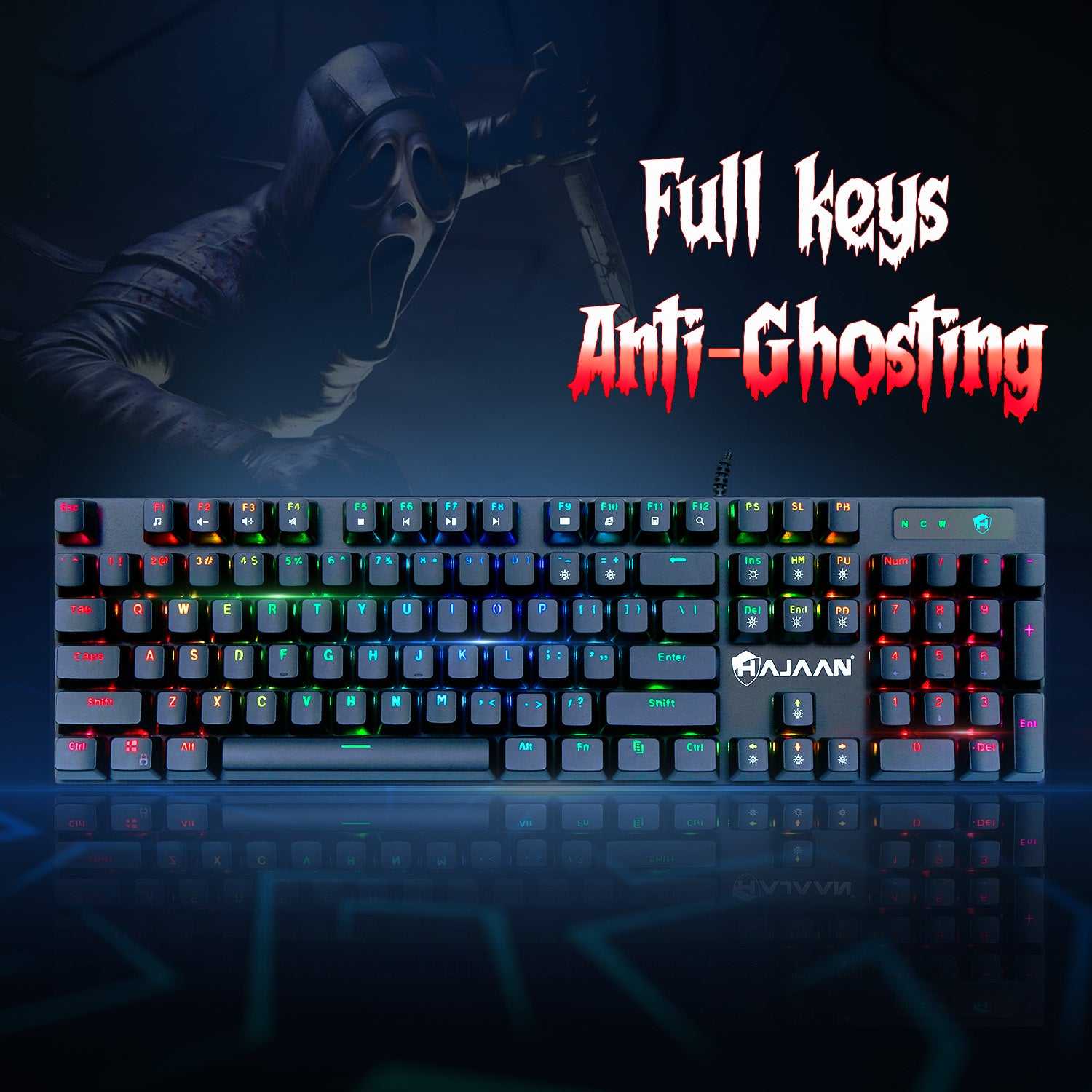 HAJAAN Wired Mechanical Gaming Keyboard and Mouse Combo RGB Backlit Gaming Keyboard with Anti-Ghosting 104 Keys and Blue Switch, RGB Gaming Mouse Up to 7200 DPI for Windows PC Gamers - (Black)