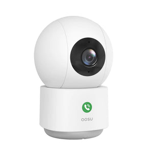 AOSU C2E Indoor Security Camera/ Wireless Dual-Band Wi-Fi With One-Button Call Function / Complete 360 Pan & Tilt Monitor / 2-Way Audio and Motion Tracking / IR Night Vision, Compatible with Alexa