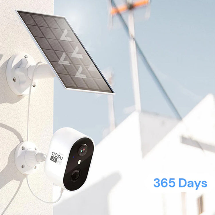 AOSU C7L | 4MP Wireless Outdoor Battery Camera With Solar Panel | Color Night Vision | PIR Human Motion Detection | 2-Way Audio and Waterproof | Compatible With Alexa and Google Assistant