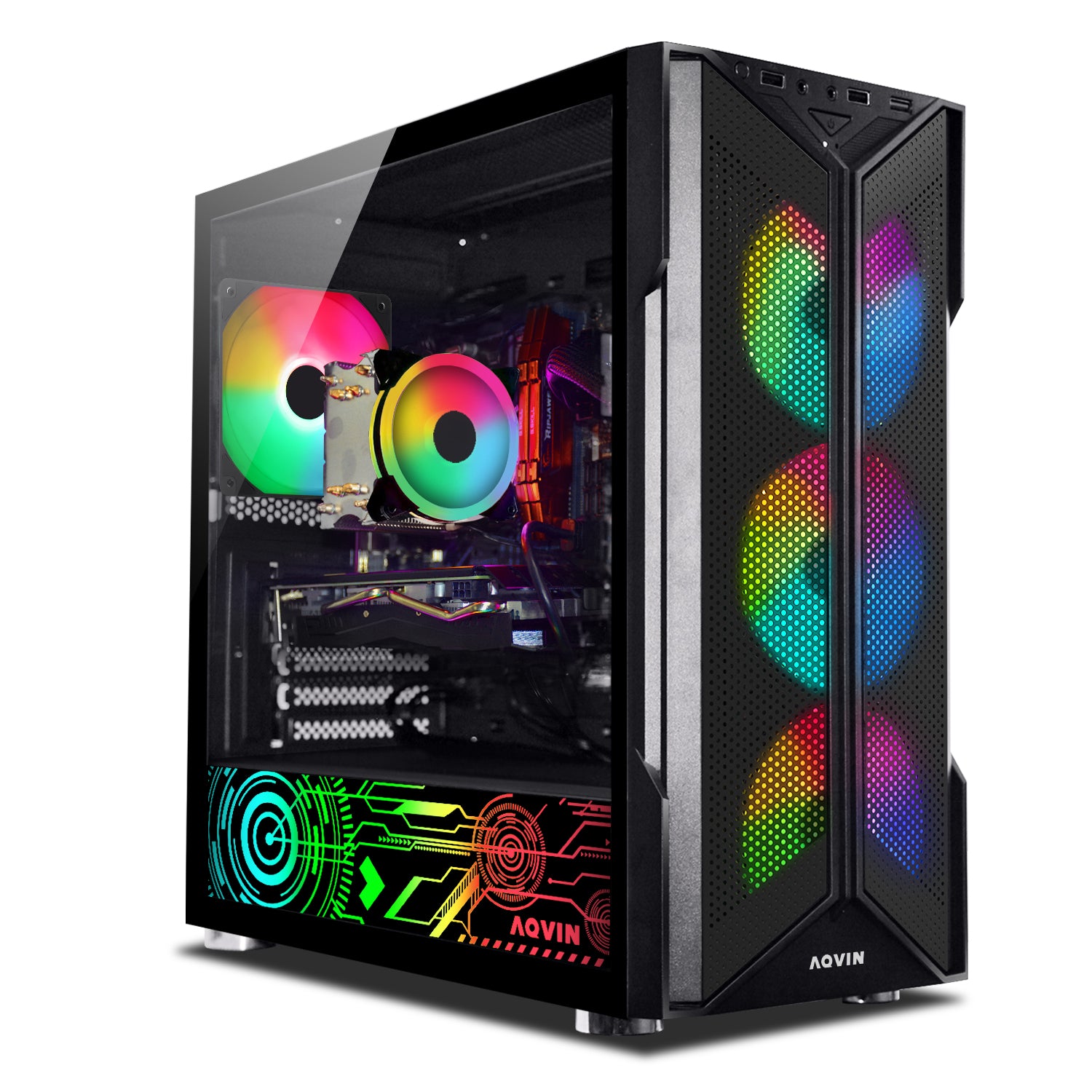 AQVIN AQ20 Gaming Desktop Computer Combo, New 24 inch/ 27 inch Gaming Curved monitor (Intel Hexa Core i7 Processor| 32GB DDR4 RAM| 1TB - 2TB SSD| GTX 1660s, RTX 3050, 3060, 5060| Windows 11 Pro)