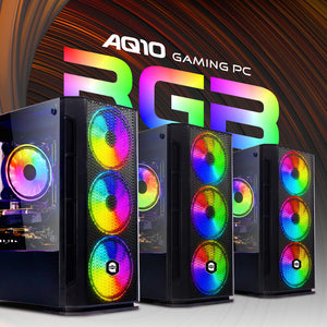 AQVIN AQ10 Gaming Desktop Computer Combo Tower | RGB Fan Lights | Core i7 CPU up to 4.60 GHz | 32GB DDR4 RAM | 1TB - 2TB SSD | RX 580, GTX 1050Ti, 1630, 1650, 1660s | Windows 11 Pro | Gaming Keyboard and Mouse