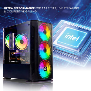 AQVIN AQ10 Gaming Desktop Computer Combo Tower | RGB Fan Lights | Core i7 CPU up to 4.60 GHz | 32GB DDR4 RAM | 1TB - 2TB SSD | RX 580, GTX 1050Ti, 1630, 1650, 1660s | Windows 11 Pro | Gaming Keyboard and Mouse