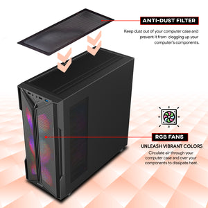 AQVIN AQ20 Gaming Desktop Computer Combo, New 24 inch/ 27 inch Gaming Curved monitor (Intel Hexa Core i7 Processor| 32GB DDR4 RAM| 1TB - 2TB SSD| GTX 1660s, RTX 3050, 3060, 5060| Windows 11 Pro)