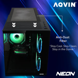 AQVIN NEON Windows 11 Pro Gaming PC - NVIDIA Graphics GeForce RTX 3050 6GB GDDR6, Intel Core i7 - 8th Gen Up to 4.60 GHz Processor, 32GB DDR4 RAM, 1TB NVMe SSD - 2TB NVMe SSD, RGB Keyboard Mouse