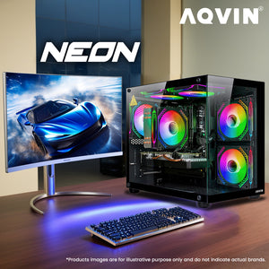 AQVIN NEON Windows 11 Pro Gaming PC - NVIDIA Graphics GeForce RTX 3050 6GB GDDR6, Intel Core i7 - 8th Gen Up to 4.60 GHz Processor, 32GB DDR4 RAM, 1TB NVMe SSD - 2TB NVMe SSD, RGB Keyboard Mouse