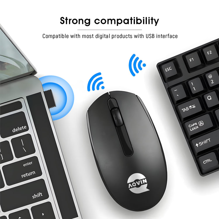 AQVIN QC220-W Wireless Keyboard and Mouse Combo for Windows - Ergonomic Design, 2.4GHz Wireless, USB 2.0 Interface, Compatible with PC & Laptop