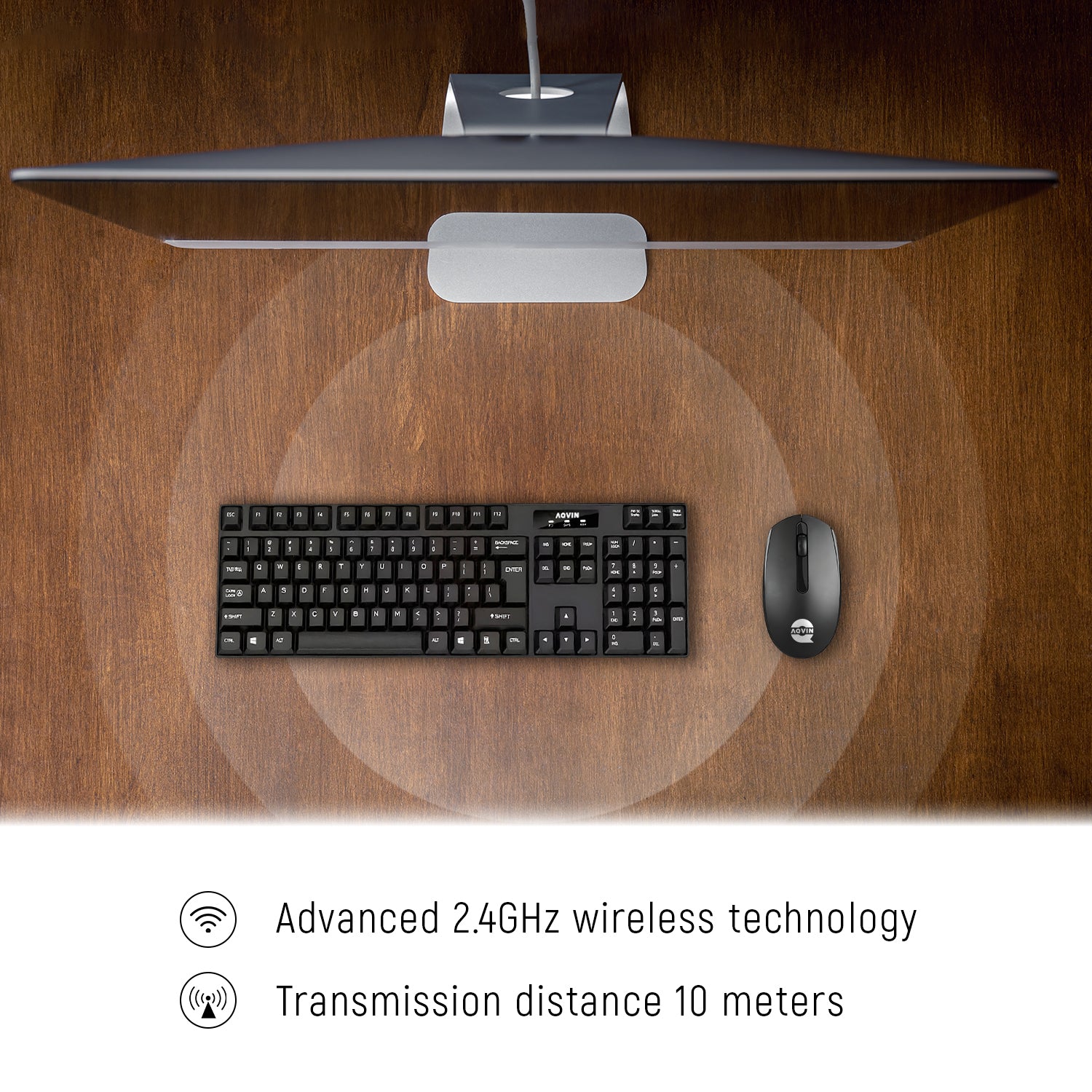 AQVIN QC220-W Wireless Keyboard and Mouse Combo for Windows - Ergonomic Design, 2.4GHz Wireless, USB 2.0 Interface, Compatible with PC & Laptop