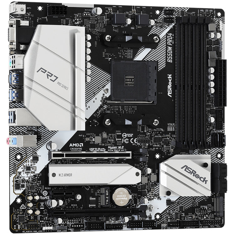 ASRock B550M PRO4 AMD StoreMI Technology Motherboard, ATX - Support AMD Ryzen 3000G/ 4000G/ 5000G Series Desktop processors, 128GB DDR4 Max Memory, HDMI, DisplayPort