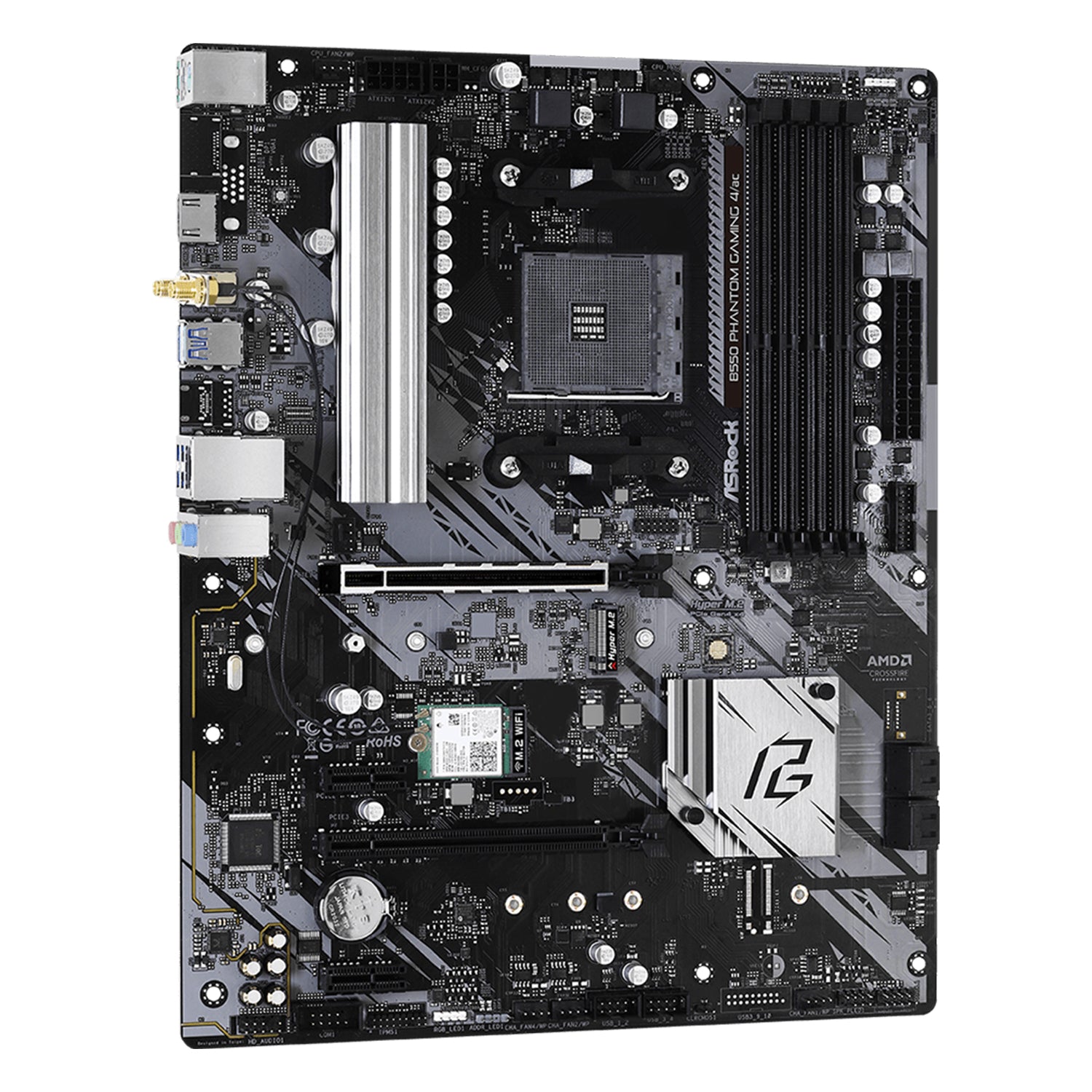 ASRock B550 Phantom Gaming 4/ac Motherboard - ATX - Support AMD Ryzen 3000G/ 4000G/ 5000G Series Desktop Processors,With DDR4 Up to 128GB Max Memory, HDMI
