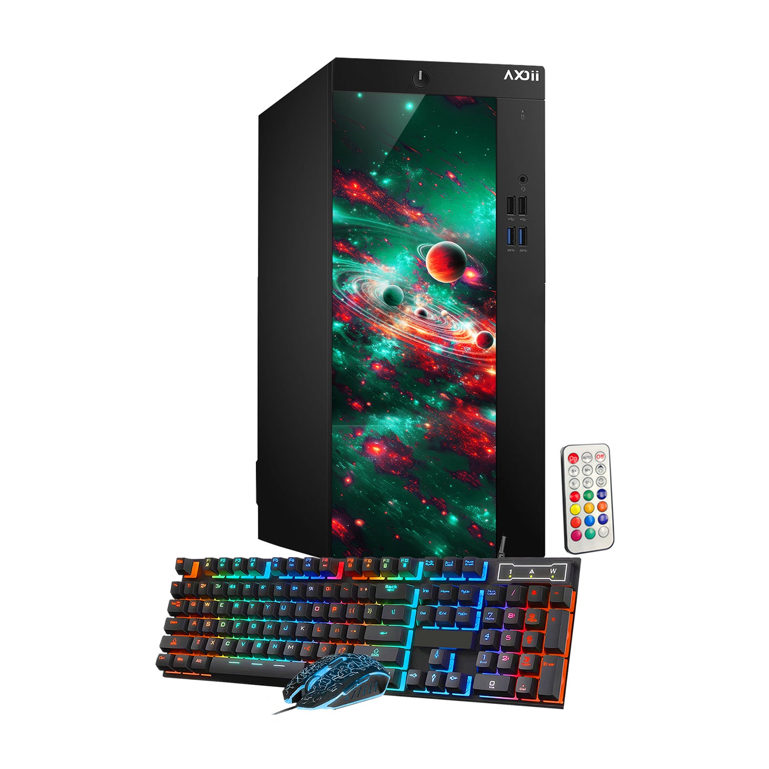 AXOII COSMOS RGB Gaming Desktop Computer PC, Intel Core I5/I7  Processor, Graphics Card - RX 550 / GTX 1050 / GTX 1650 / RTX 3050, 32GB DDR4 RAM, 1TB NVMe SSD, Wi-Fi, Bluetooth - Windows11 Pro